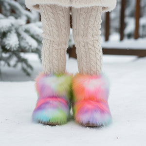 fluffy fur boots for toddlers and little girls in multicolor 23 Alicefurs