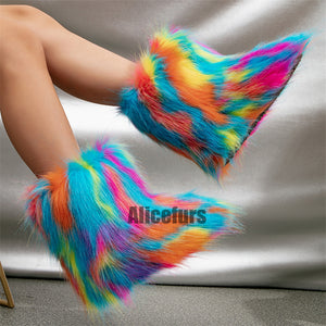 fluffy fur boots for toddlers and little girls in multicolor 3 Alicefurs