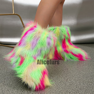 fluffy fur boots for toddlers and little girls in multicolor 6 Alicefurs