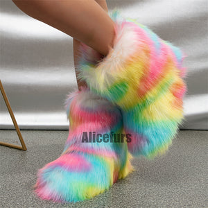 fluffy fur boots for toddlers and little girls in multicolor 9 Alicefurs