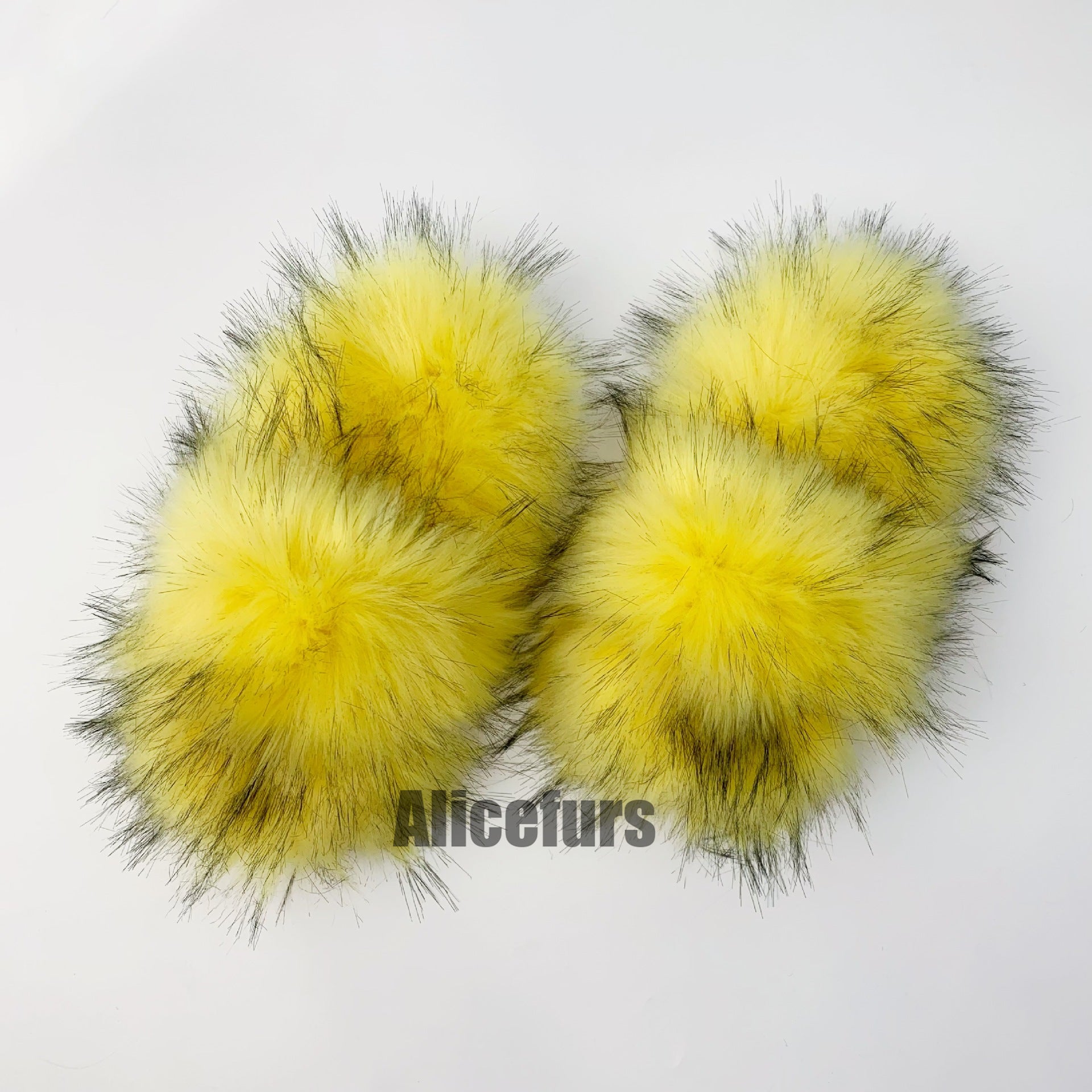 Fluffy Fur Slides Open Toe Fuzzy Sandals for Women
