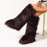 Fluffy Knee High Fur Boots for Women