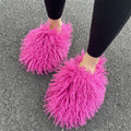 fluffy mongolian fur slippers for women in fuchsia Alicefurs