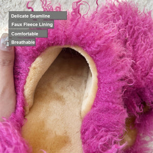 fluffy mongolian fur slippers for women lining Alicefurs