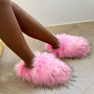 fluffy slippers winter closed toe house shoes for women in pink 1 Alicefurs