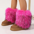 fuchsia faux fur leg warmer boots in mid calf Alicefurs