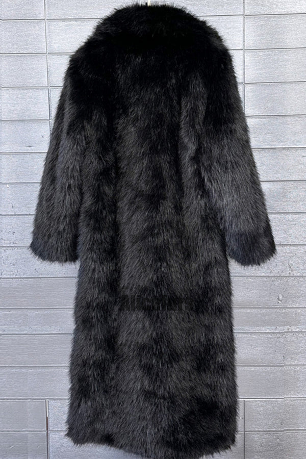 Full Length Faux Fur Coat Winter Long Fluffy Outerwear for Women