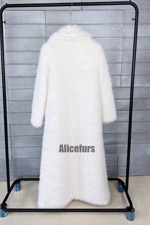 full length faux fur coat winter long fluffy outerwear for women in white 1 Alicefurs