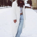 full length faux fur coat winter long fluffy outerwear for women in white 4 Alicefurs