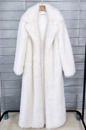 full length faux fur coat winter long fluffy outerwear for women in white Alicefurs