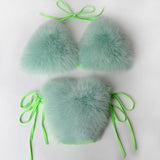 Fur Bikini Set Fuzzy Bathing Suit for Women