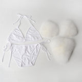 Fur Bikini Set Fuzzy Bathing Suit for Women