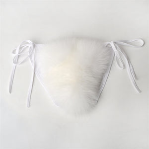 fur bikini set fuzzy bathing suit for women in white 3 Alicefurs