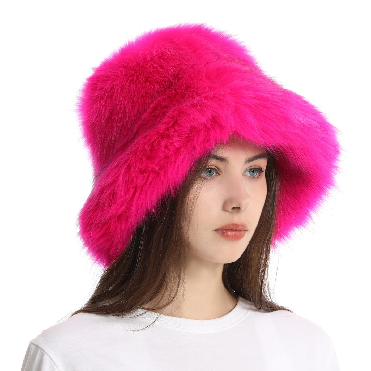 Fur Bucket Hat Women's Winter Fluffy Hat