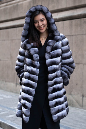 fur chinchilla coat long hooded outerwear for women 1 Alicefurs