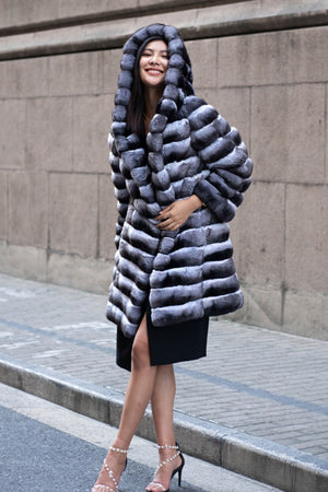 fur chinchilla coat long hooded outerwear for women 5 Alicefurs