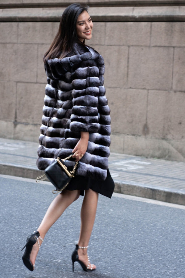 Faux Fur Chinchilla Coat Long Hooded Outerwear for Women