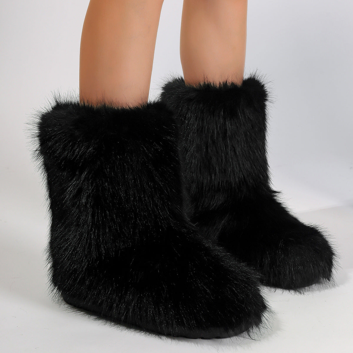 Fur Covered Boots Winter Short Fuzzy Boots for Women
