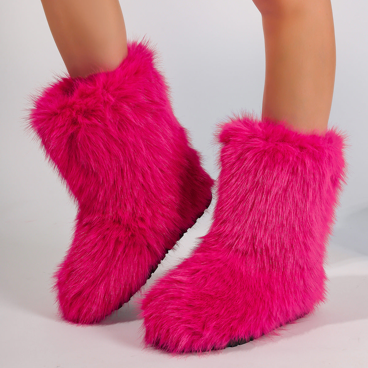 Fur Covered Boots Winter Short Fuzzy Boots for Women