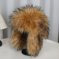 fur trapper hat womens fluffy hat with ear flaps in brown Alicefurs