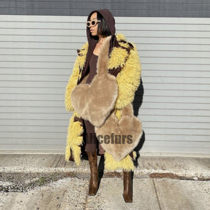 fuzzy heart bag faux fur crossbody purse for women in khaki 4 Alicefurs