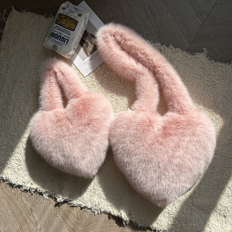 Sac à bandoulière en fausse fourrure Fuzzy Heart Bag pour femme