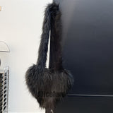 Heart Shaped Fur Bag Fluffy Crossbody Purse for Women