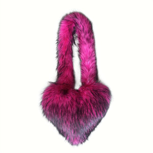 heart shaped fur bag fluffy crossbody purse for women in hot pink 3 Alicefurs