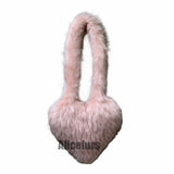 Heart Shaped Fur Bag Fluffy Crossbody Purse for Women