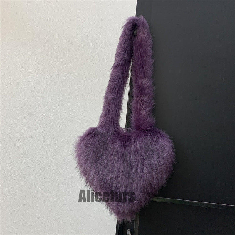 Bolso bandolera de piel con forma de corazón para mujer