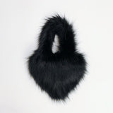 Heart Shaped Fur Bag Small Fluffy Tote Purse for Women