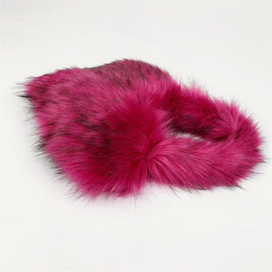 heart shaped fur bag small fluffy tote purse for women in fuchsia 2 Alicefurs