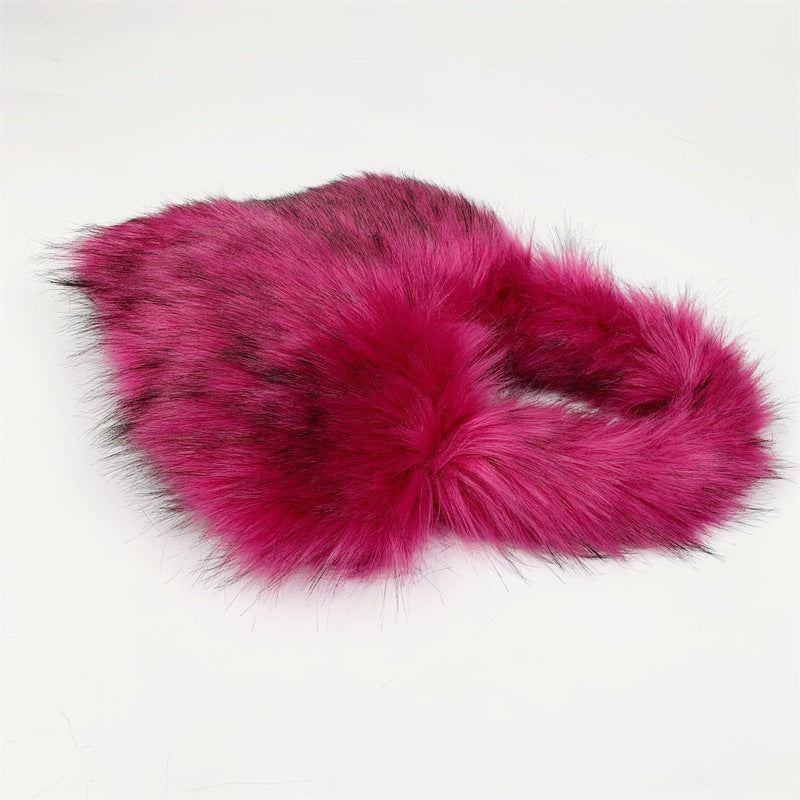 Bolso de piel con forma de corazón, pequeño y esponjoso, para mujer