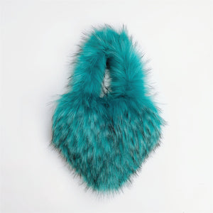 heart shaped fur bag small fluffy tote purse for women in turquoise Alicefurs