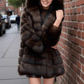 hooded faux fur coat womens luxury sable overcoat Alicefurs