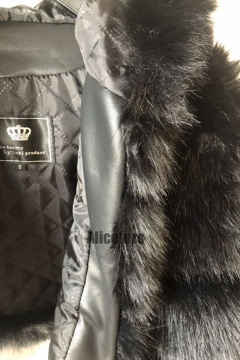 Hooded Faux Fur Jacket Fluffy Cropped Outerwear for Women