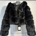 hooded faux fur jackets fluffy cropped outerwear for women in black 6 Alicefurs