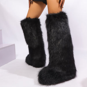 knee high faux fur boots for women in black 12 Alicefurs
