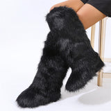 Knee High Faux Fur Boots for Women