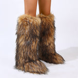 Knee High Faux Fur Boots for Women