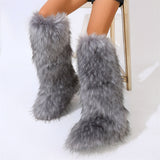 Knee High Faux Fur Boots for Women