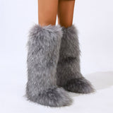 Knee High Faux Fur Boots for Women