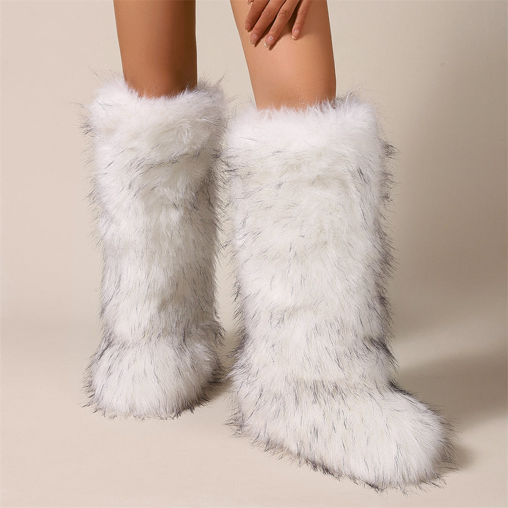 Botas de piel blancas hasta la rodilla para mujer