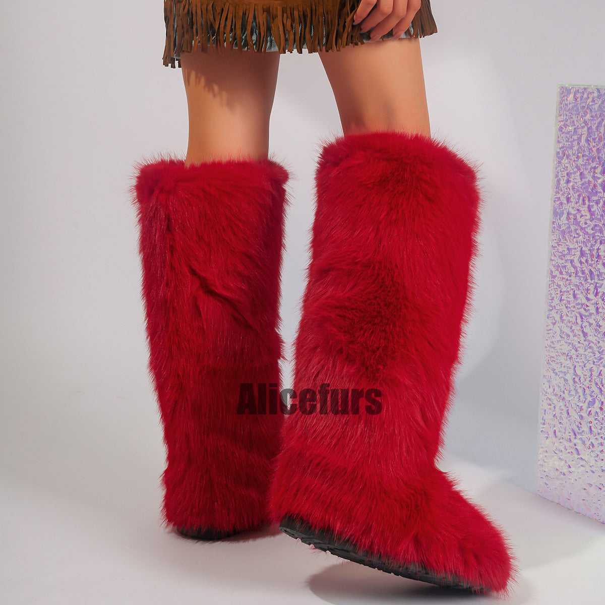 Knee High Fur Covered Boots for Women