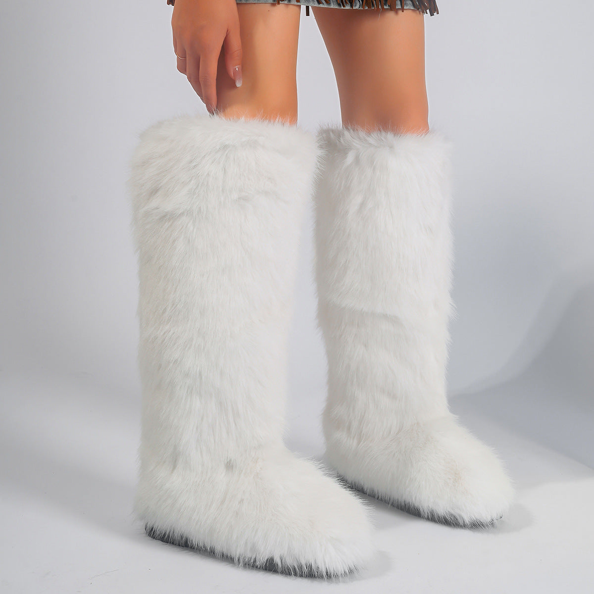 Knee High Fur Covered Boots for Women