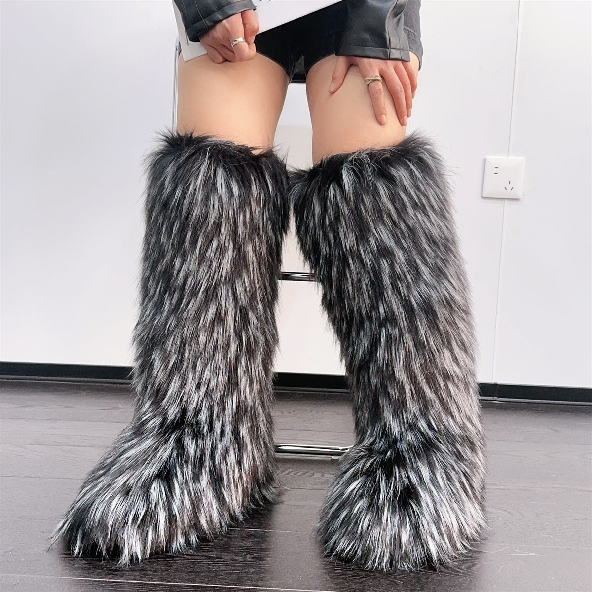 Knee High Furry Boots Winter Tall Fur Boots for Women