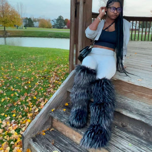 knee high furry boots winter tall fur boots for women in dusty black 5 Alicefurs