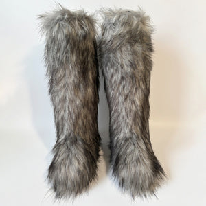 knee high furry boots winter tall fur boots for women in dusty grey 16 Alicefurs