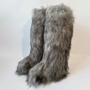 knee high furry boots winter tall fur boots for women in dusty grey 17 Alicefurs