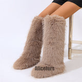 Knee High Tassel Fur Boots for Women